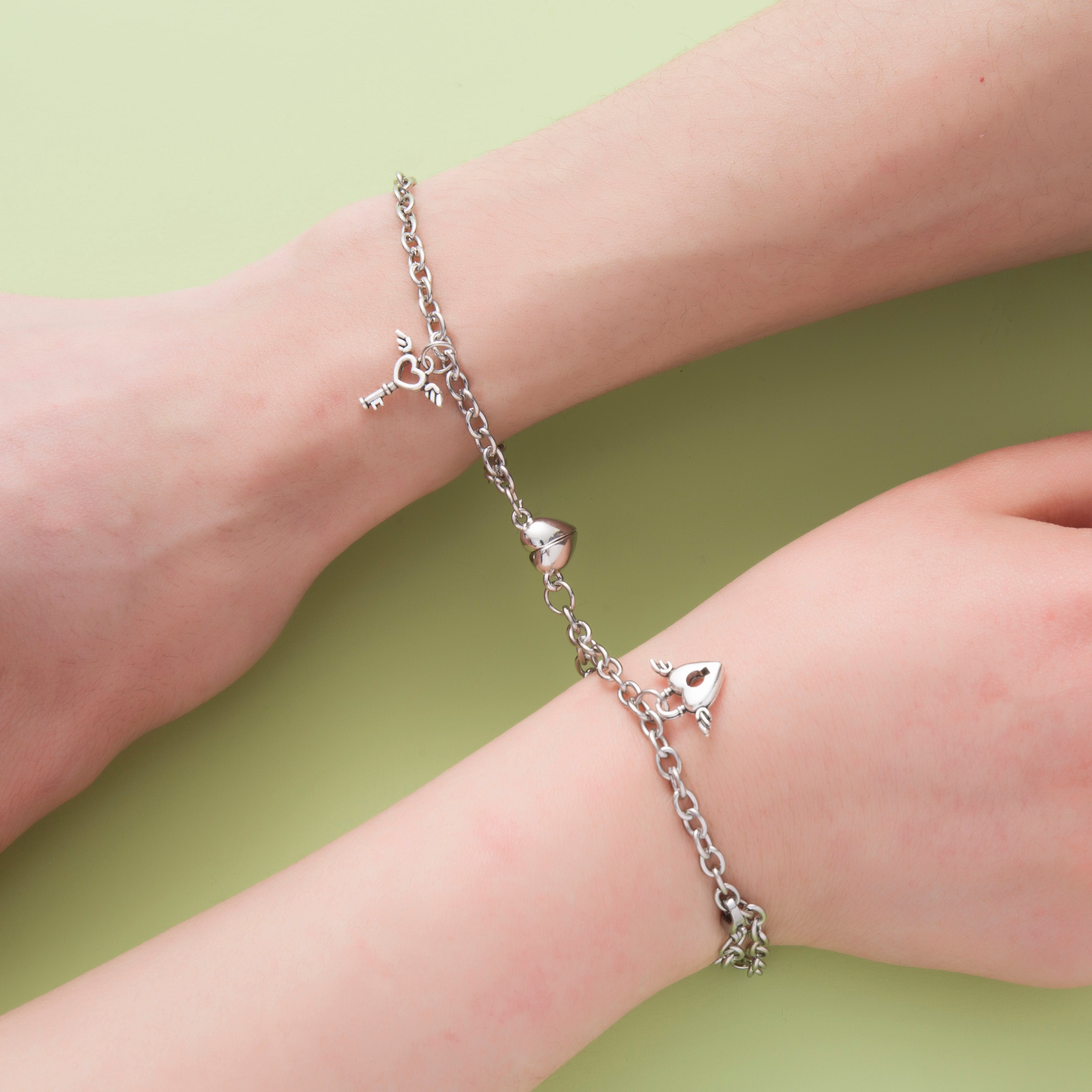 Magnetic Bracelets for Couples, Chain Bracelet Set, Heart Bracelet for Couples, Promise Bracelets | Avijewelry